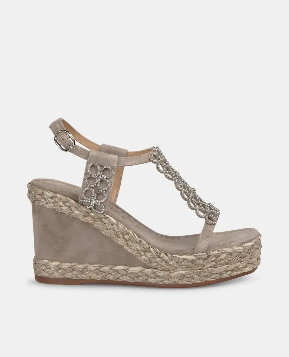 Alma en Pena V2551256 compensées taupe 9,8 cm strass