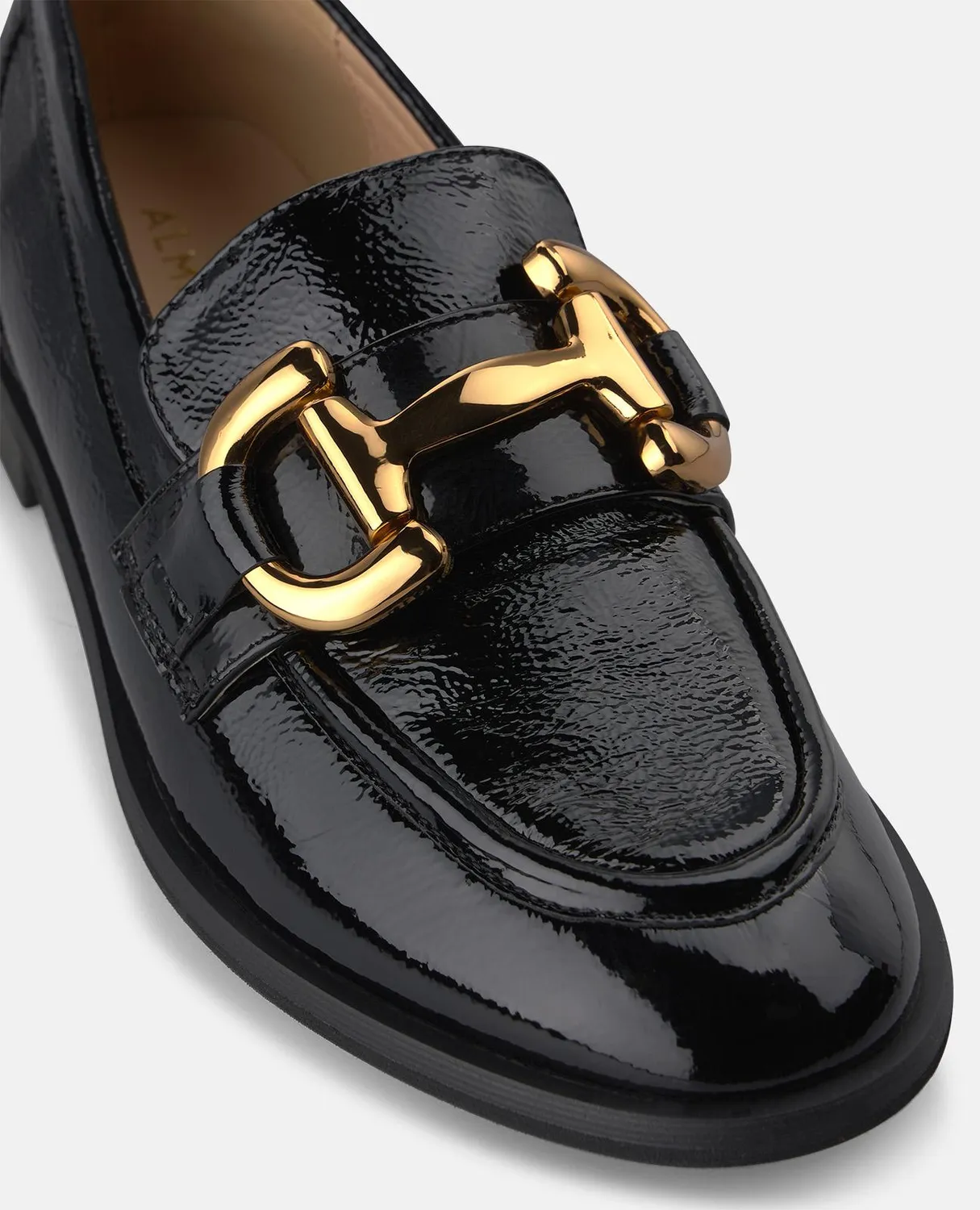 Alma en Pena I260122C mocassins cuir verni noir plat talon 2 cm