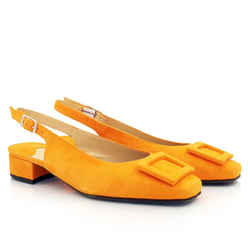 Bégum Paris Jackie escarpins slingback chèvre velours 2 cm