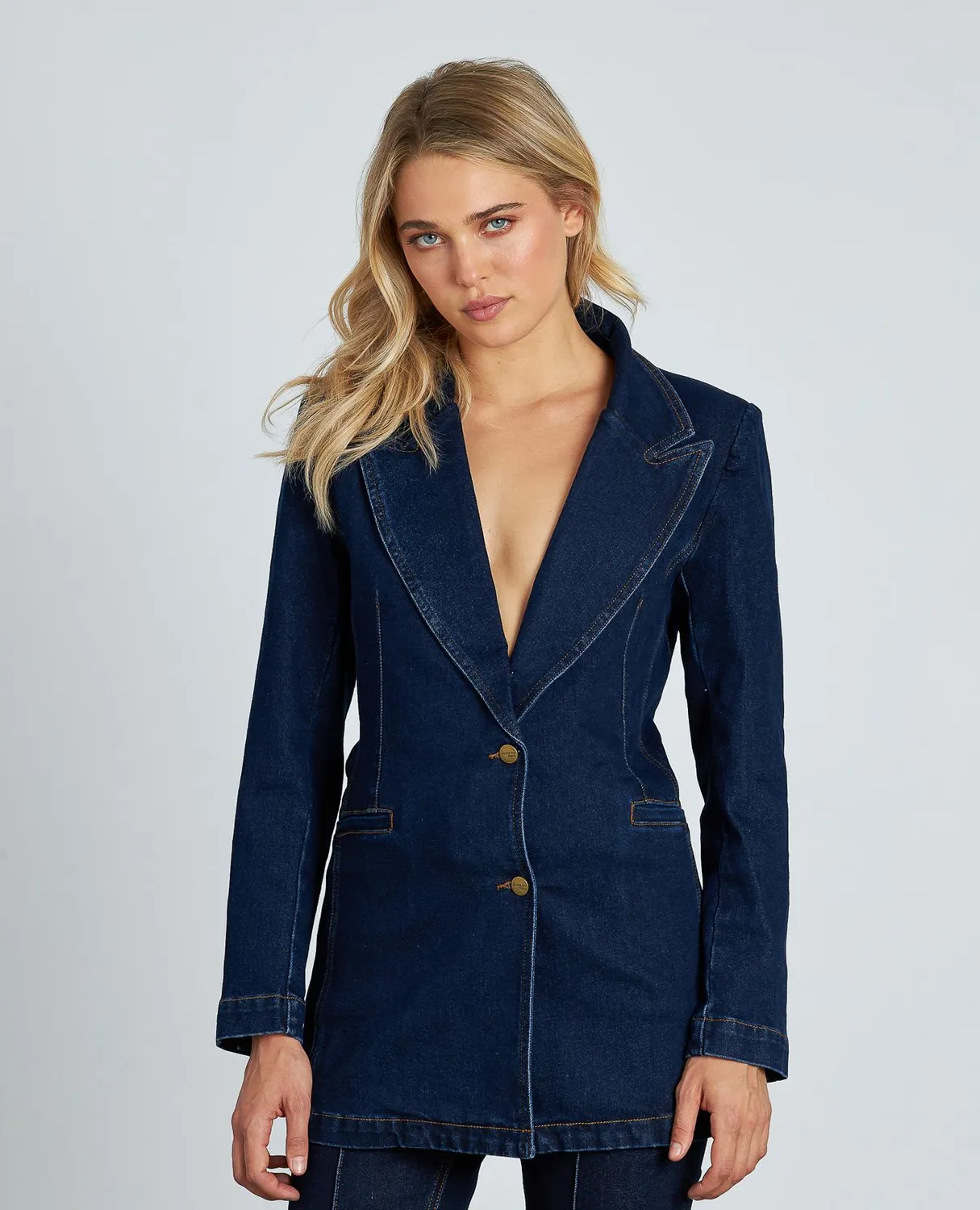 Alma en Pena I25CL1022 blazer jean indigo coton