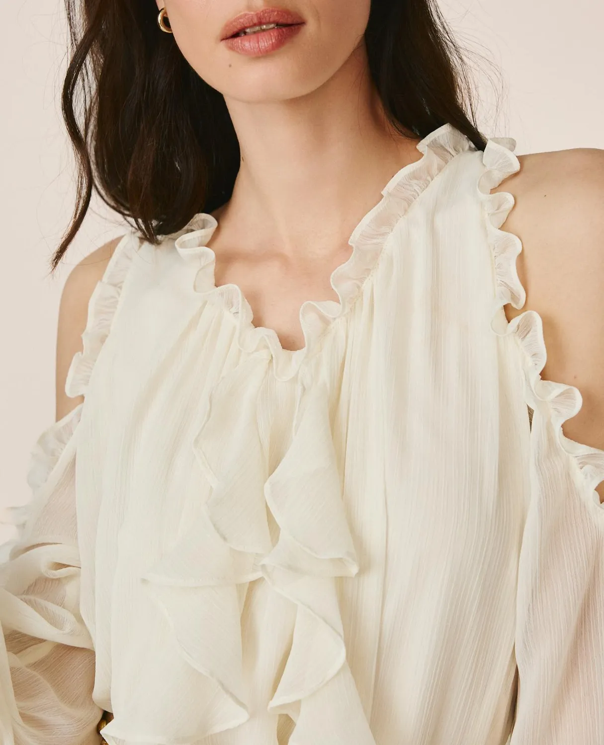 Alma en Pena V26CL0236 robe midi fluide blanche volants