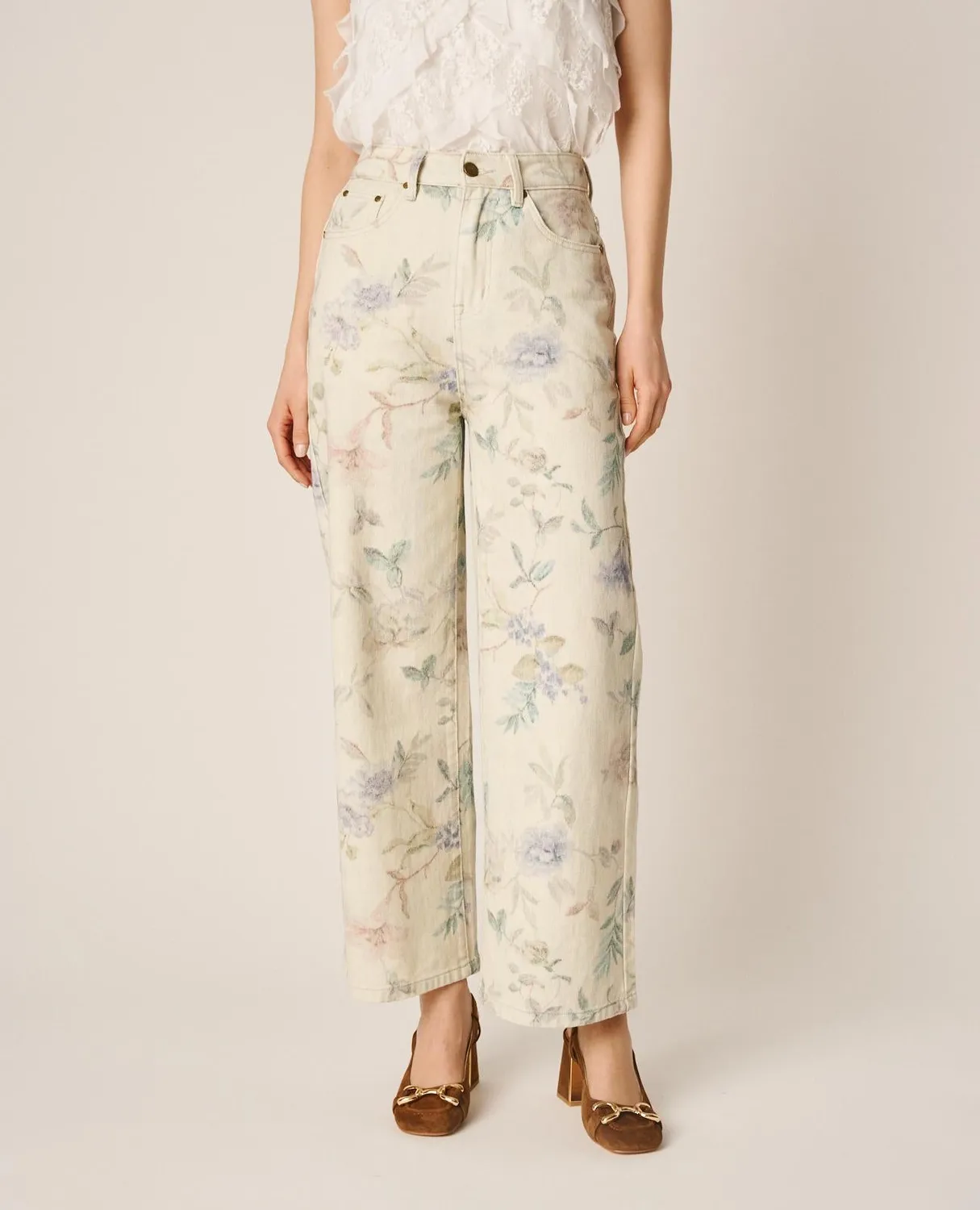 Alma en Pena V26CL1622 pantalon floral coton multicolore