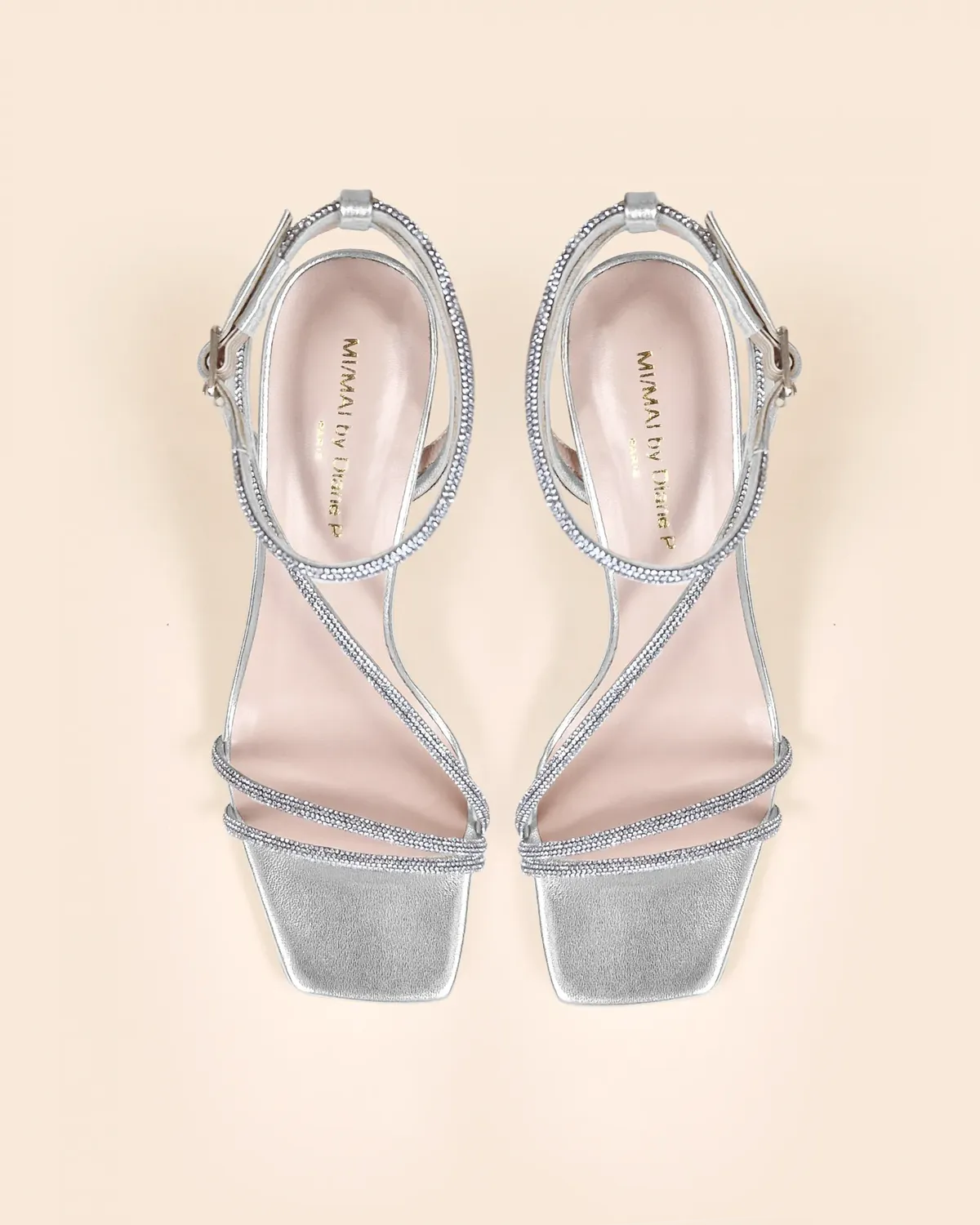 Mi/Mai Capri Silver sandales strass argent talon fin
