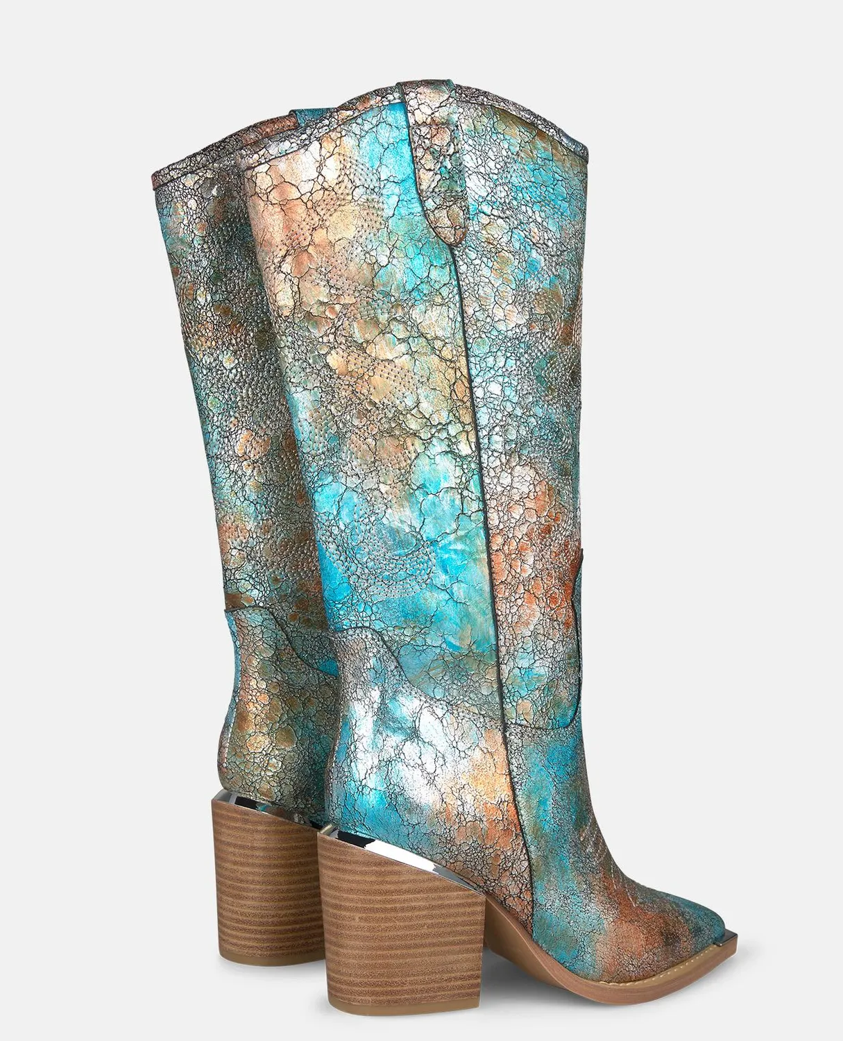 Alma en Pena V260108 bottes camperas cuir turquoise talon 7,5 cm