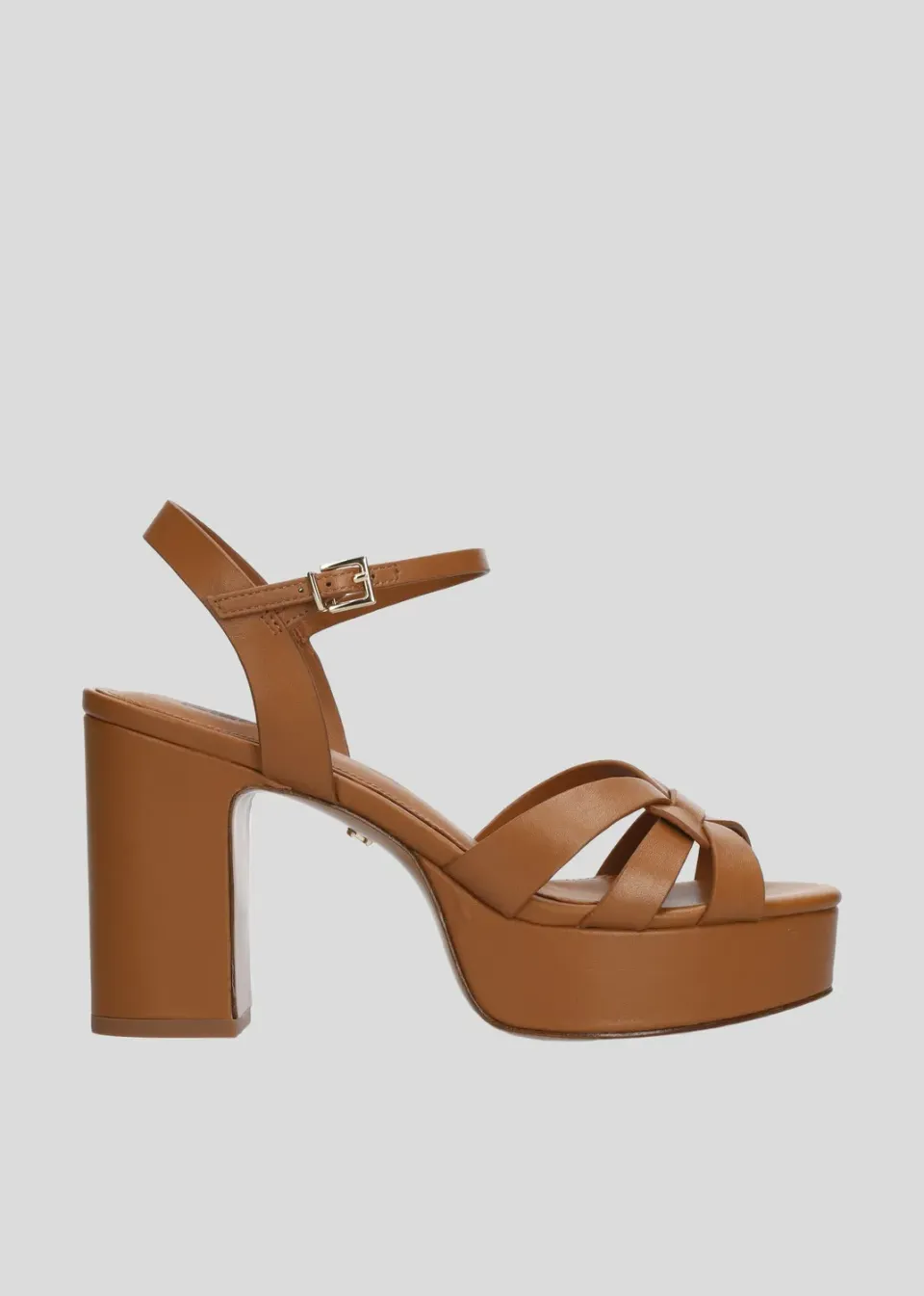Lola Cruz Aria 95 sandales plateforme camel talon 9,5 cm