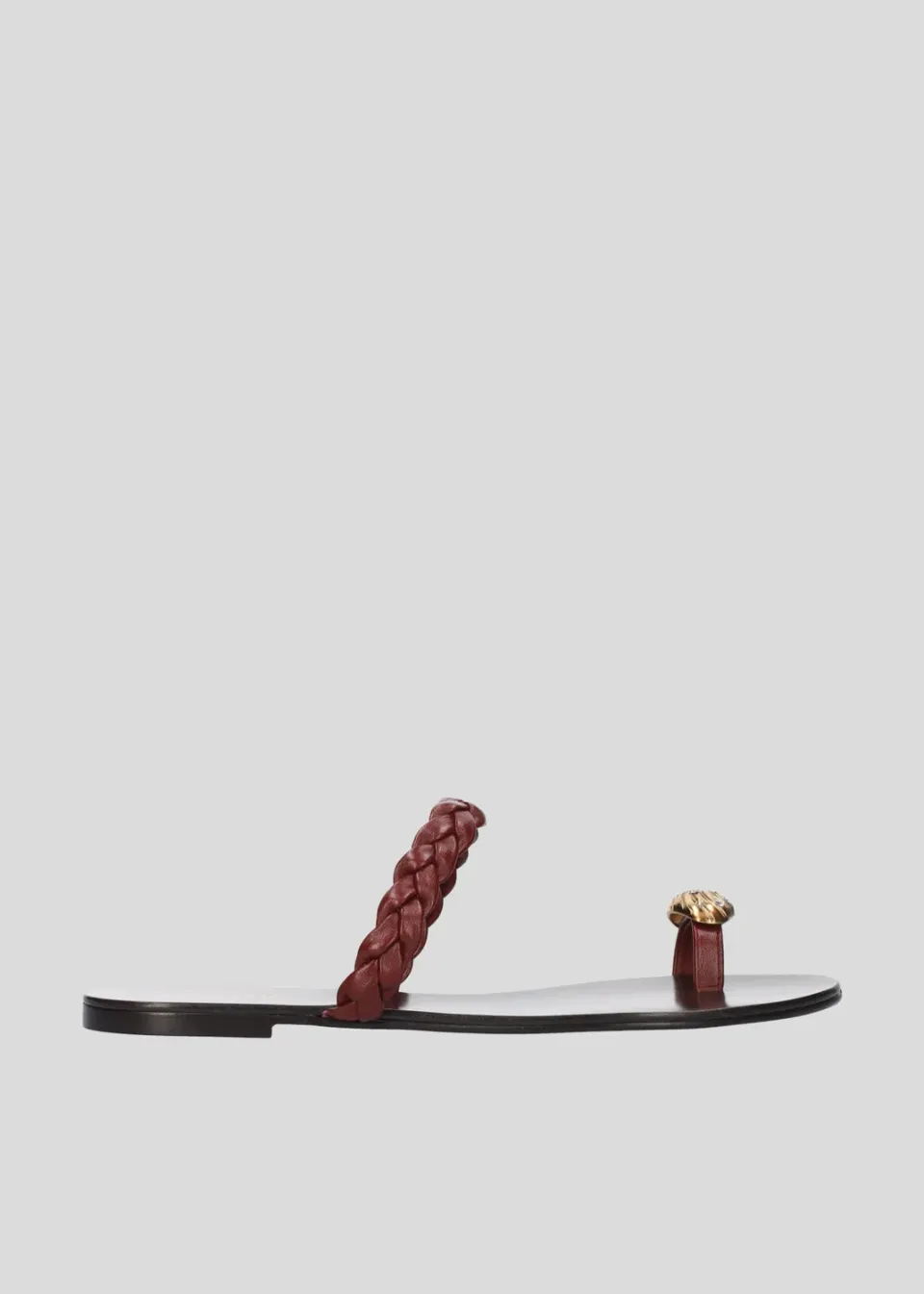 Lola Cruz Mona sandales plates bordeaux cuir