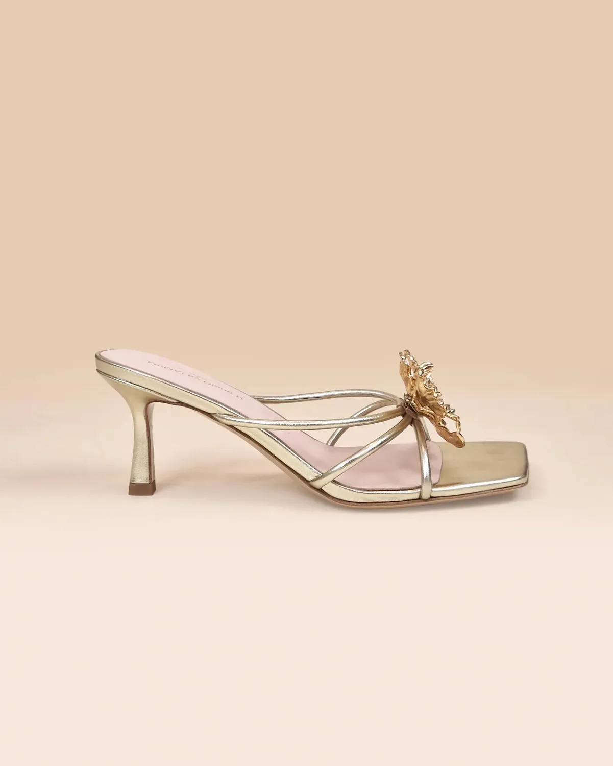Mi/Mai Thira Gold mules cuir doré 6 accessoires clips