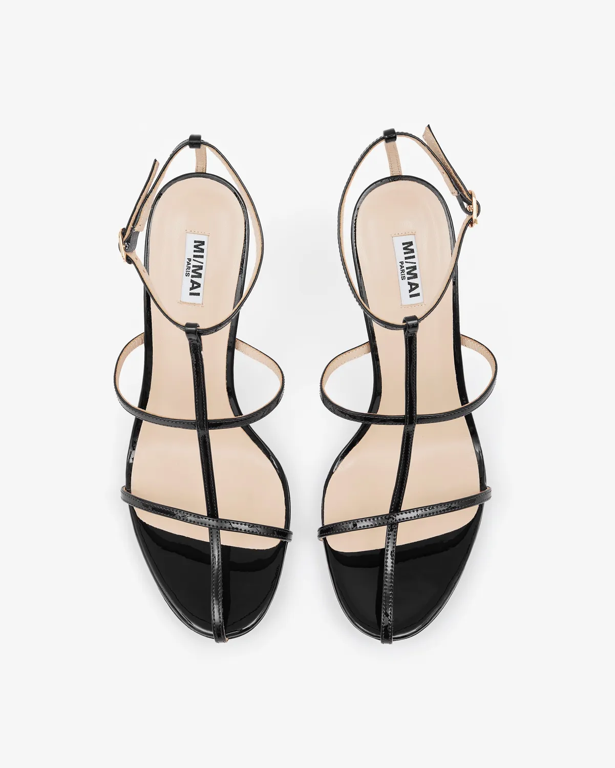 Mi/Mai Gupta Black Patent sandale noire vernie