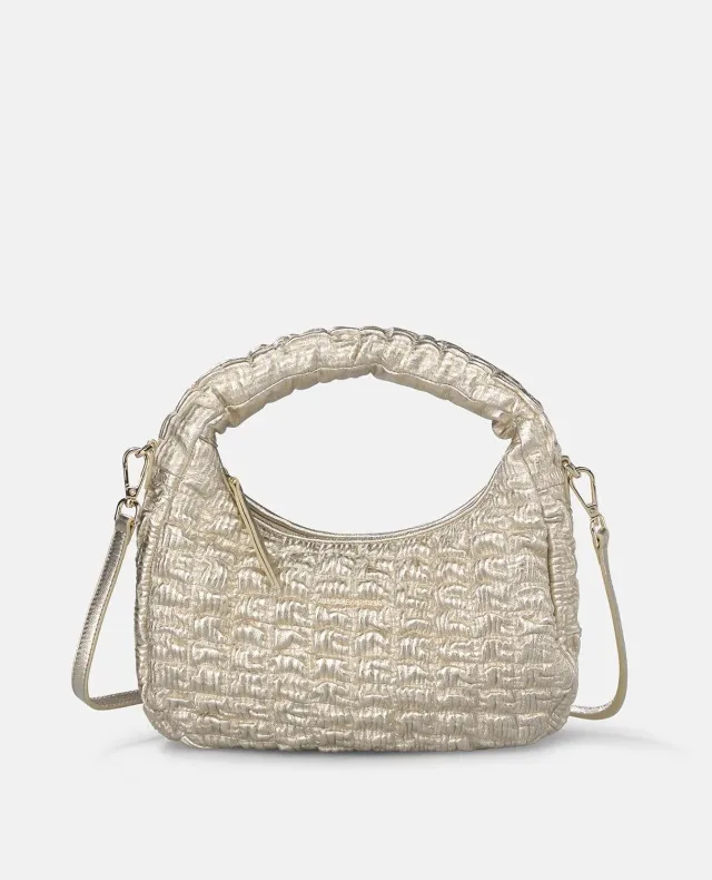 Alma en Pena V26BG024 sac bandoulière cuir doré relief