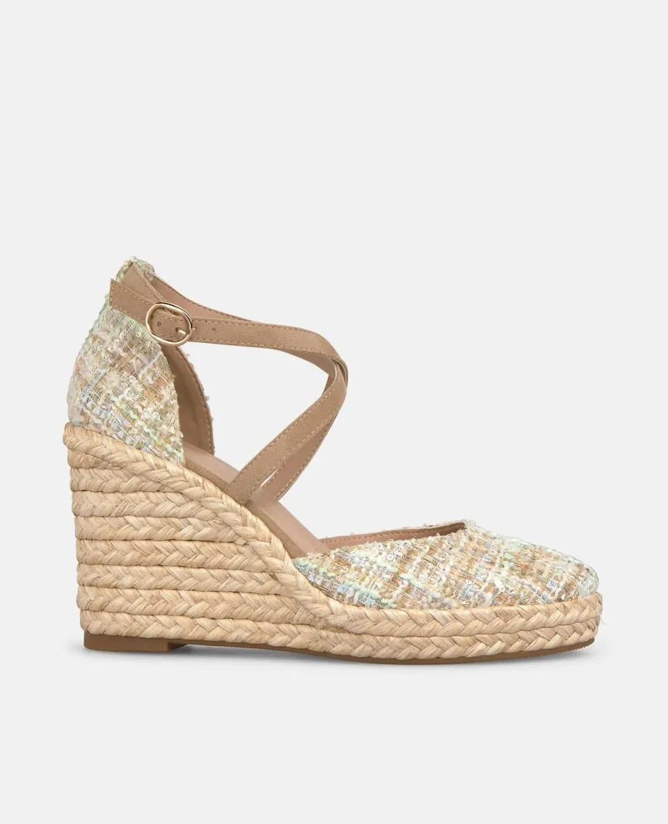 Alma en Pena V2650601 espadrilles aqua toile compensées