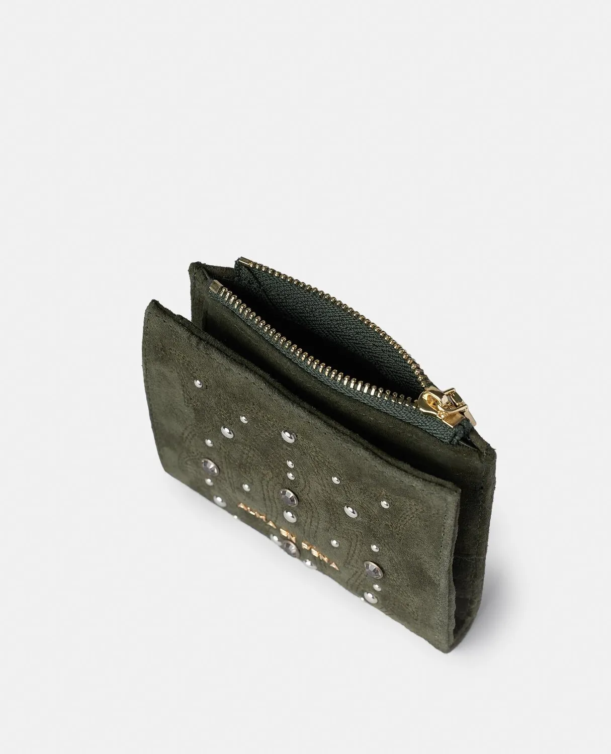 Alma en Pena I25CA301 portefeuille cuir kaki strass