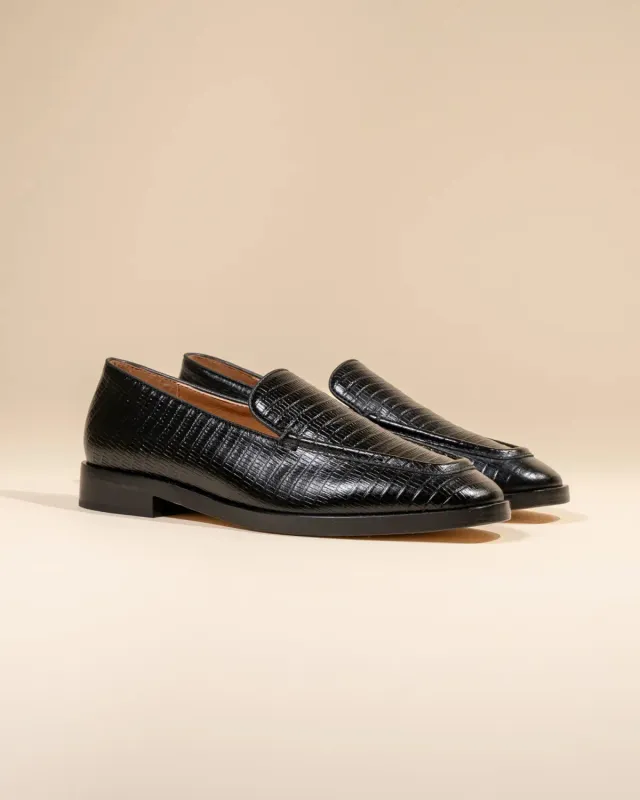 Mi/Mai Aalto Black Lizard mocassins cuir lézard noir