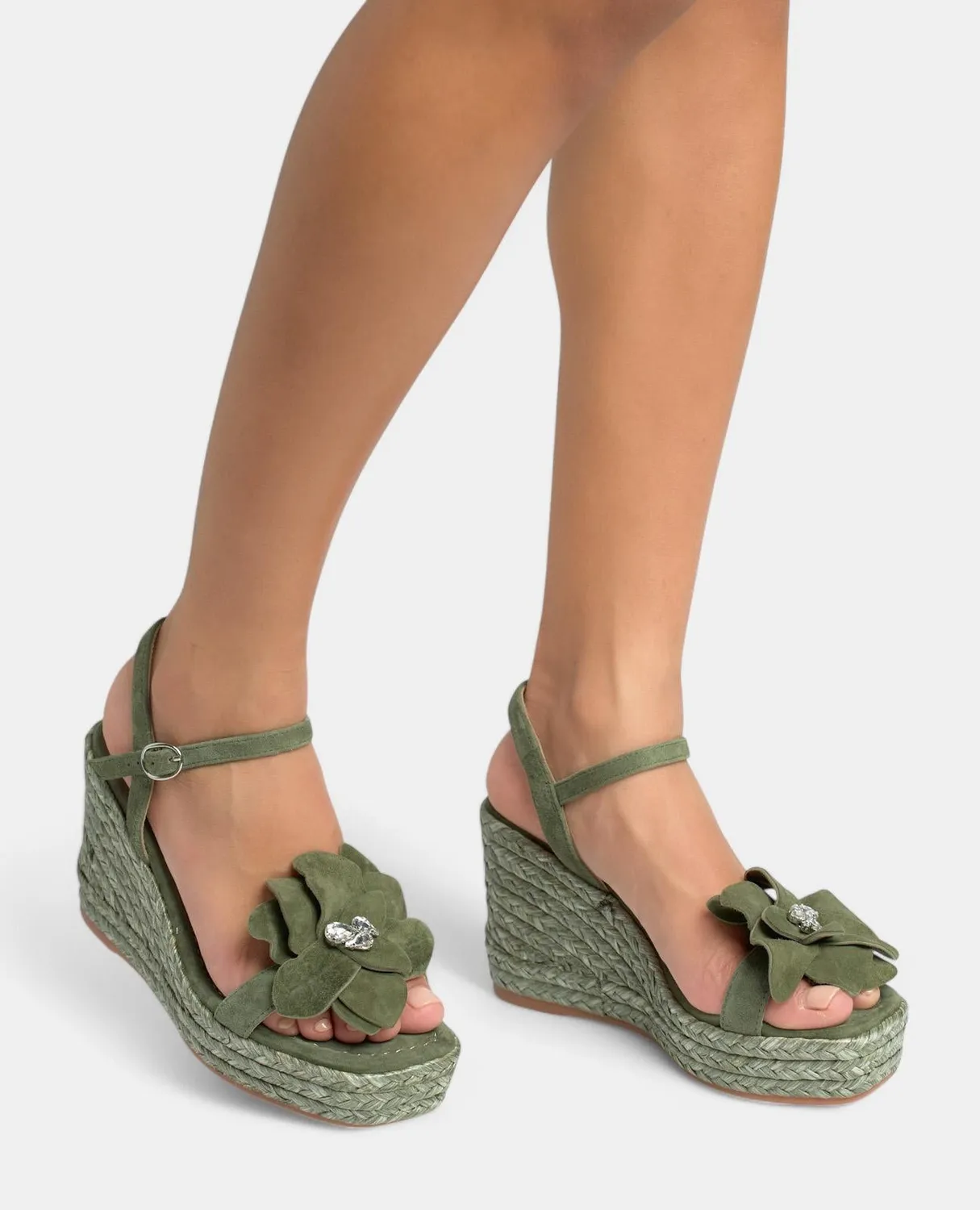 Alma en Pena V251285 sandales compensées kaki fleur