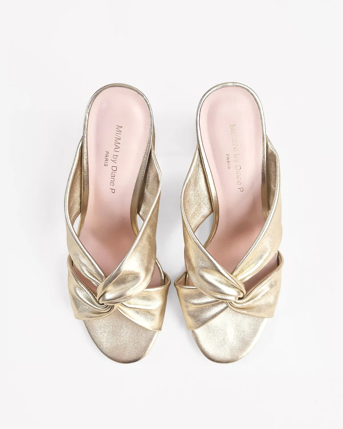 Mi/Mai Tamarama Gold mules à talon doré Diane Perreau