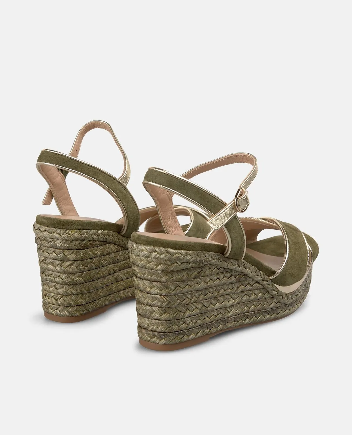 Alma en Pena Suede V266001 compensées kaki brides croisées