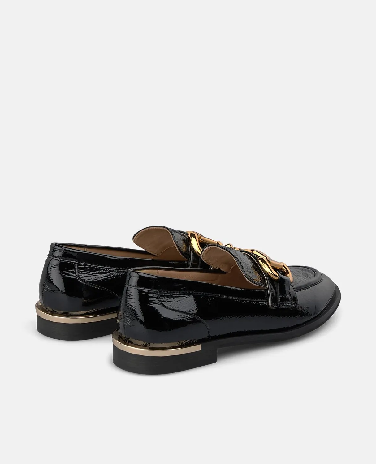 Alma en Pena I260122C mocassins cuir verni noir plat talon 2 cm