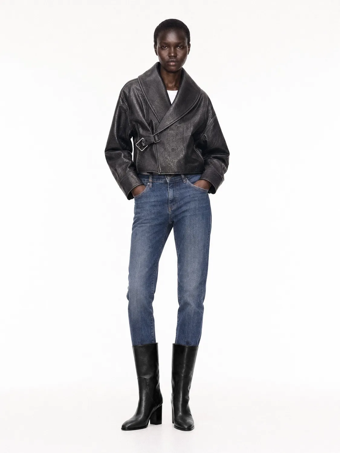 Mi/Mai Borge Black bottes cuir noir talon bloc