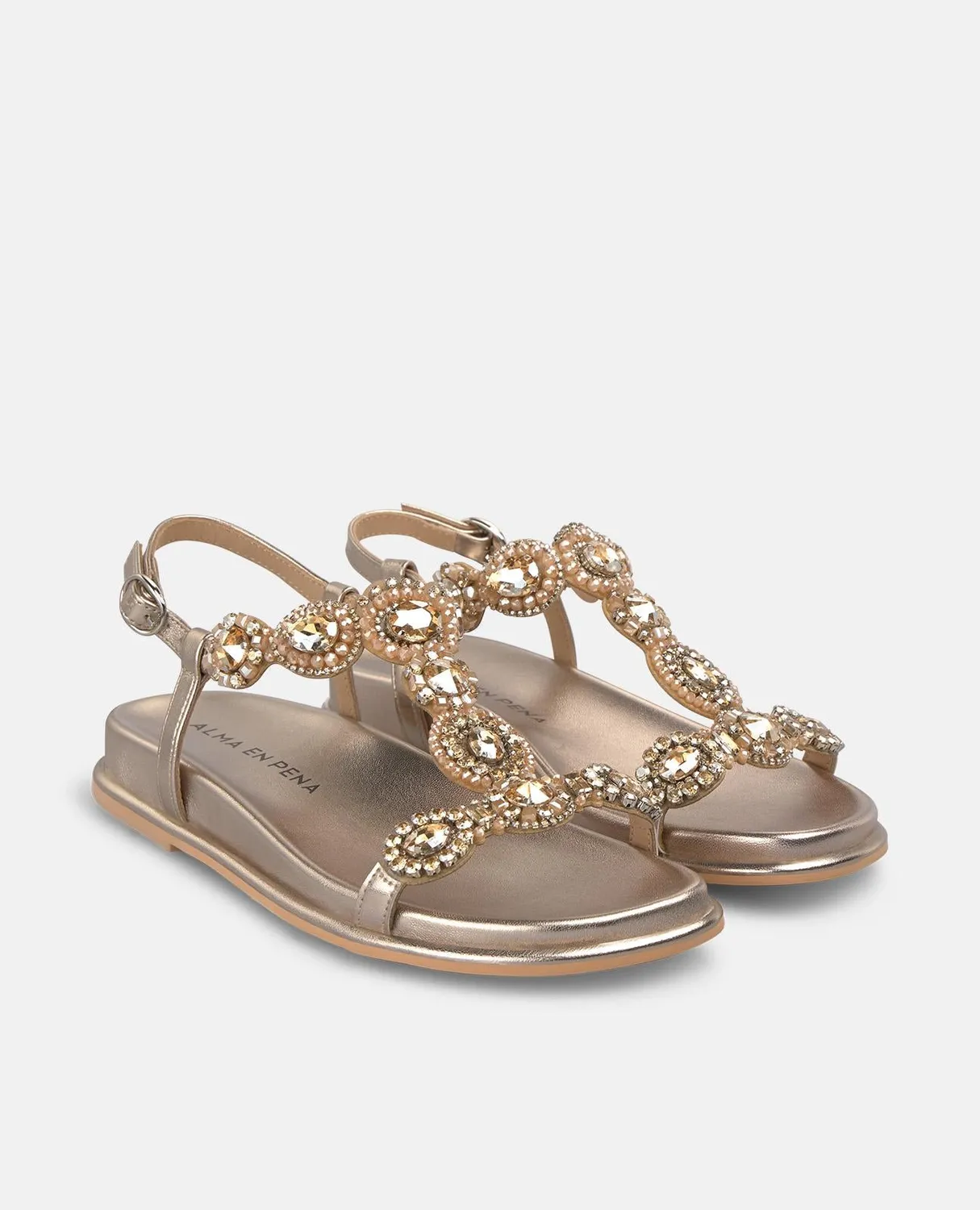 Alma en Pena V267106 sandales plates bronze strass