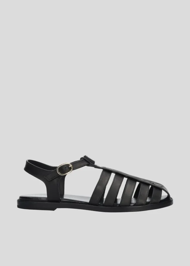 Lola Cruz Devon Flats Sandales plates Noir
