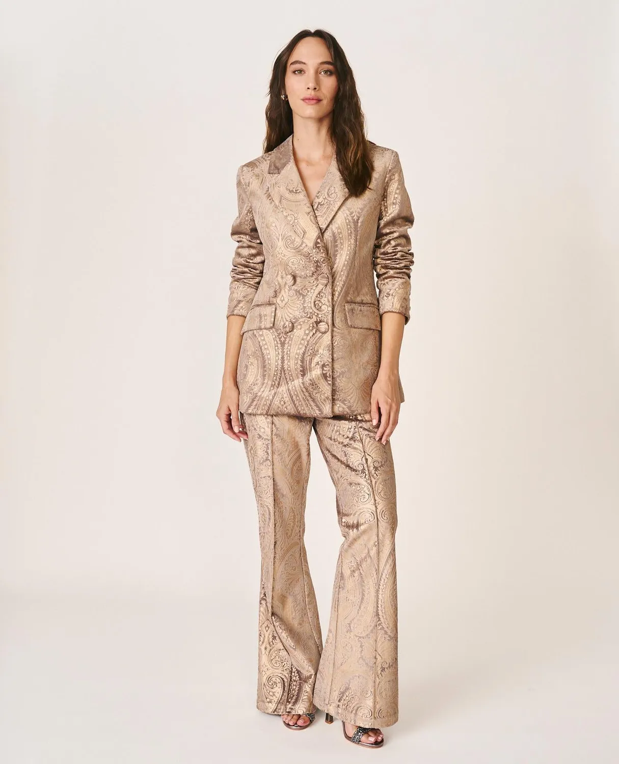 Alma en Pena I26CL1611 pantalon flare doré métallisé