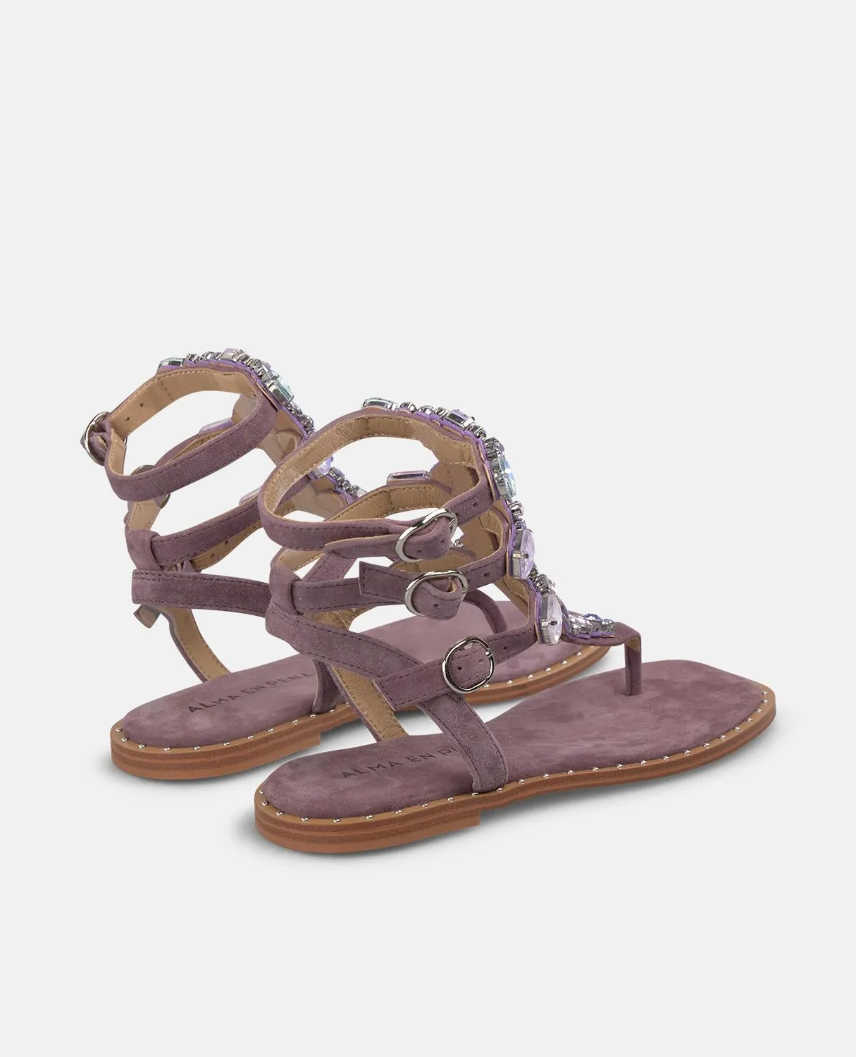 Alma en Pena V268203 sandales plates lavande bijou