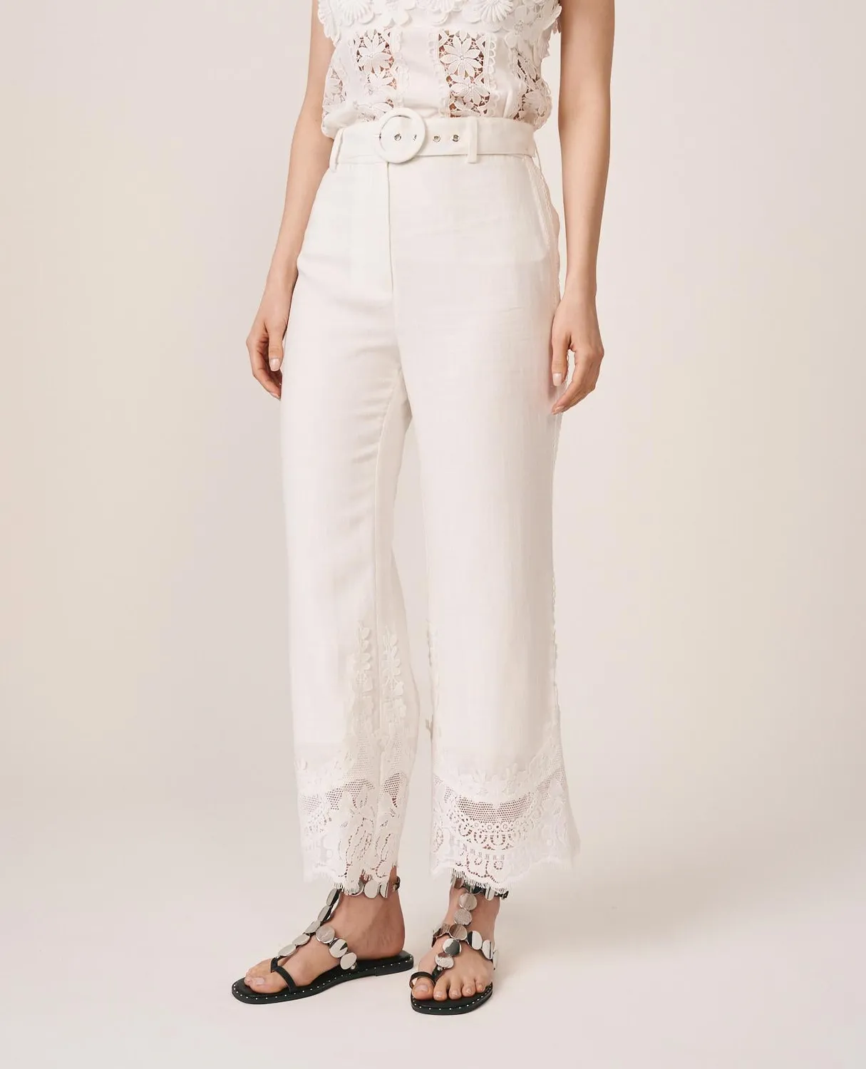 Alma en Pena V26CL1621 pantalon blanc lin