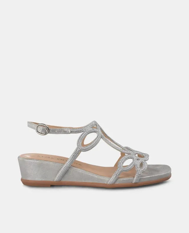 Alma en Pena V2551774 sandales argent strass compensé 4,5 cm