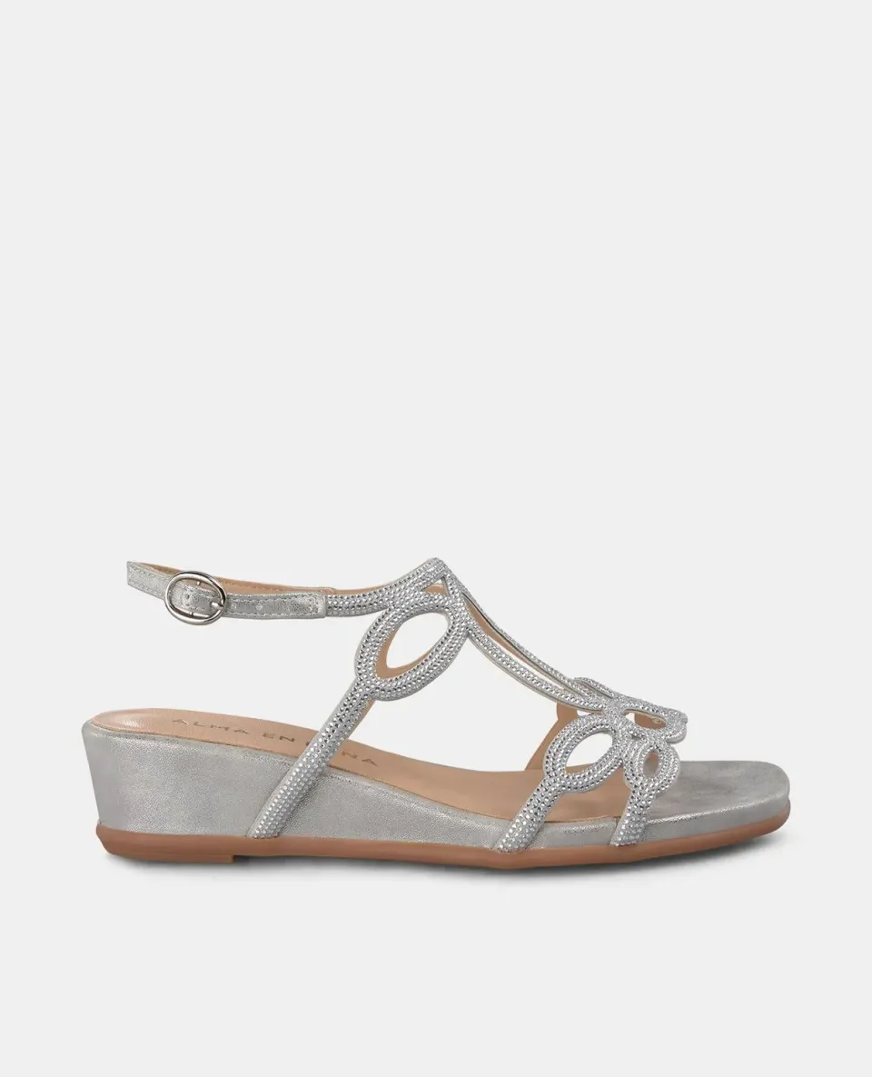 Alma en Pena V2551774 sandales argent strass compensé 4,5 cm