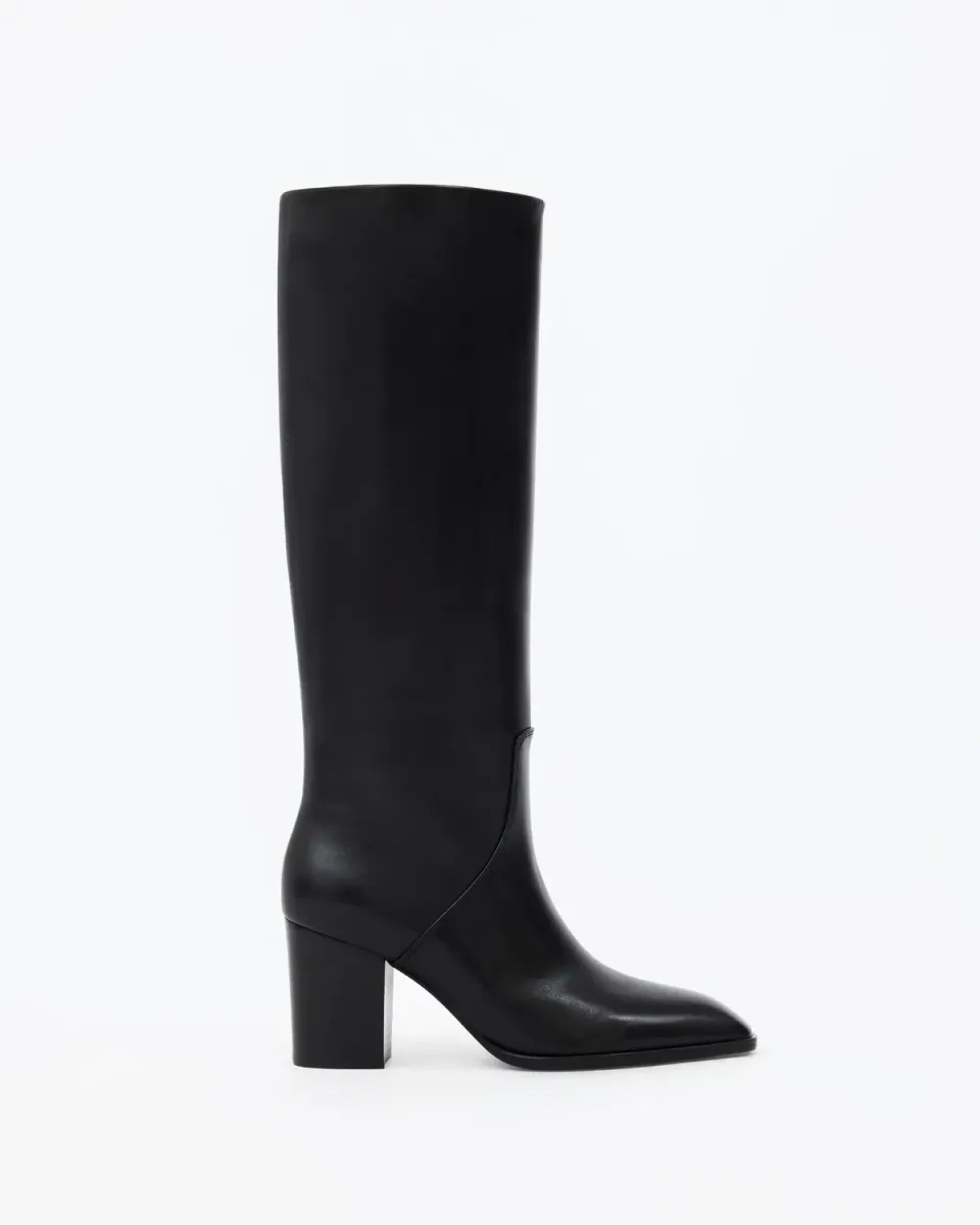Mi/Mai Aran Black bottes cuir noir talon bloc