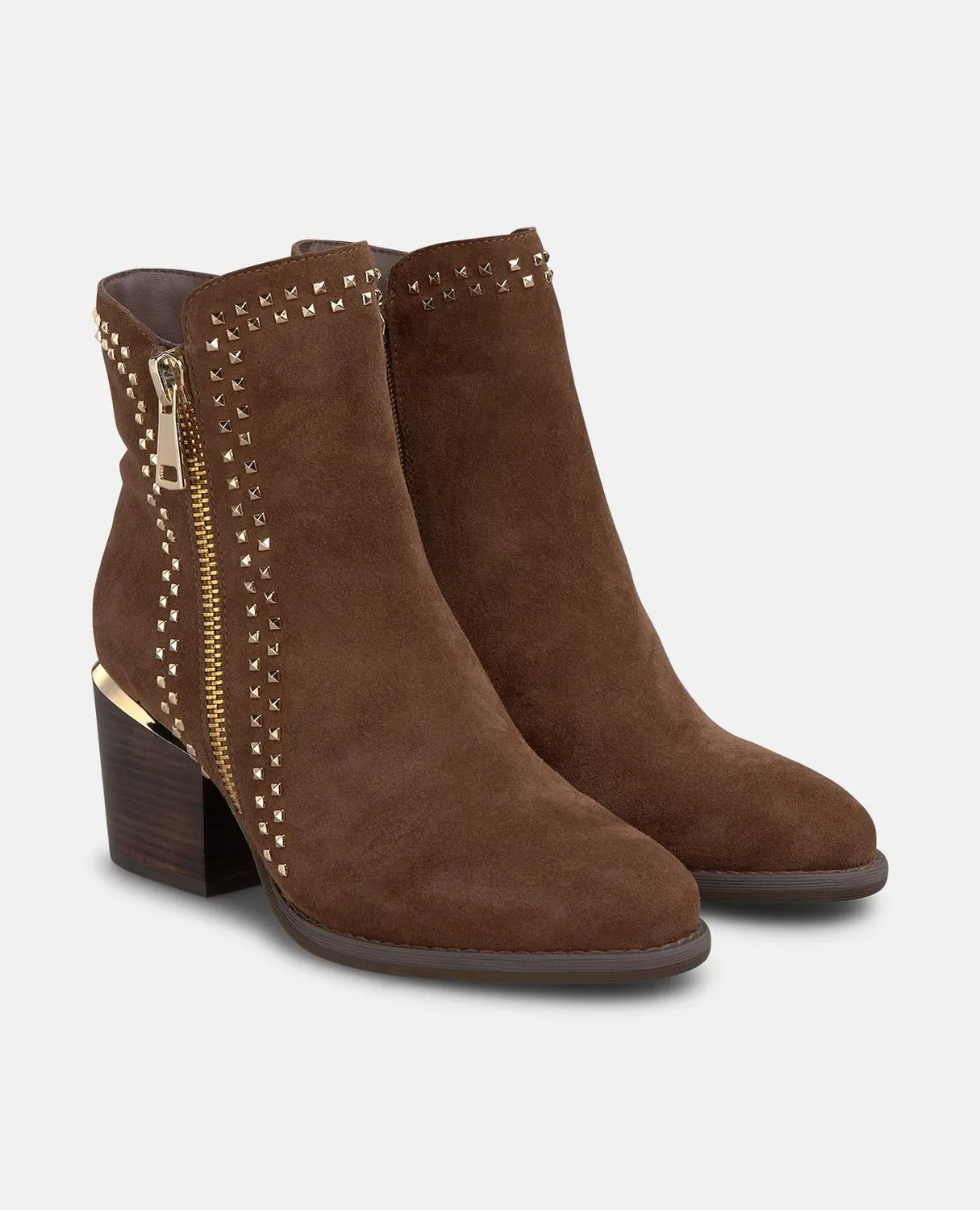 ALMA EN PENA I2652400C bottines daim camel cloutées 7,5 cm