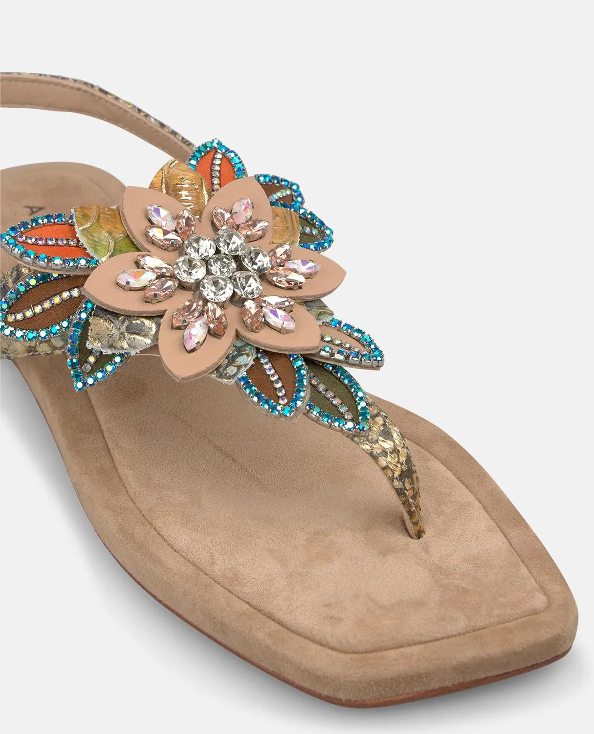Alma en Pena V268437 sandales plates cuir sable fleur