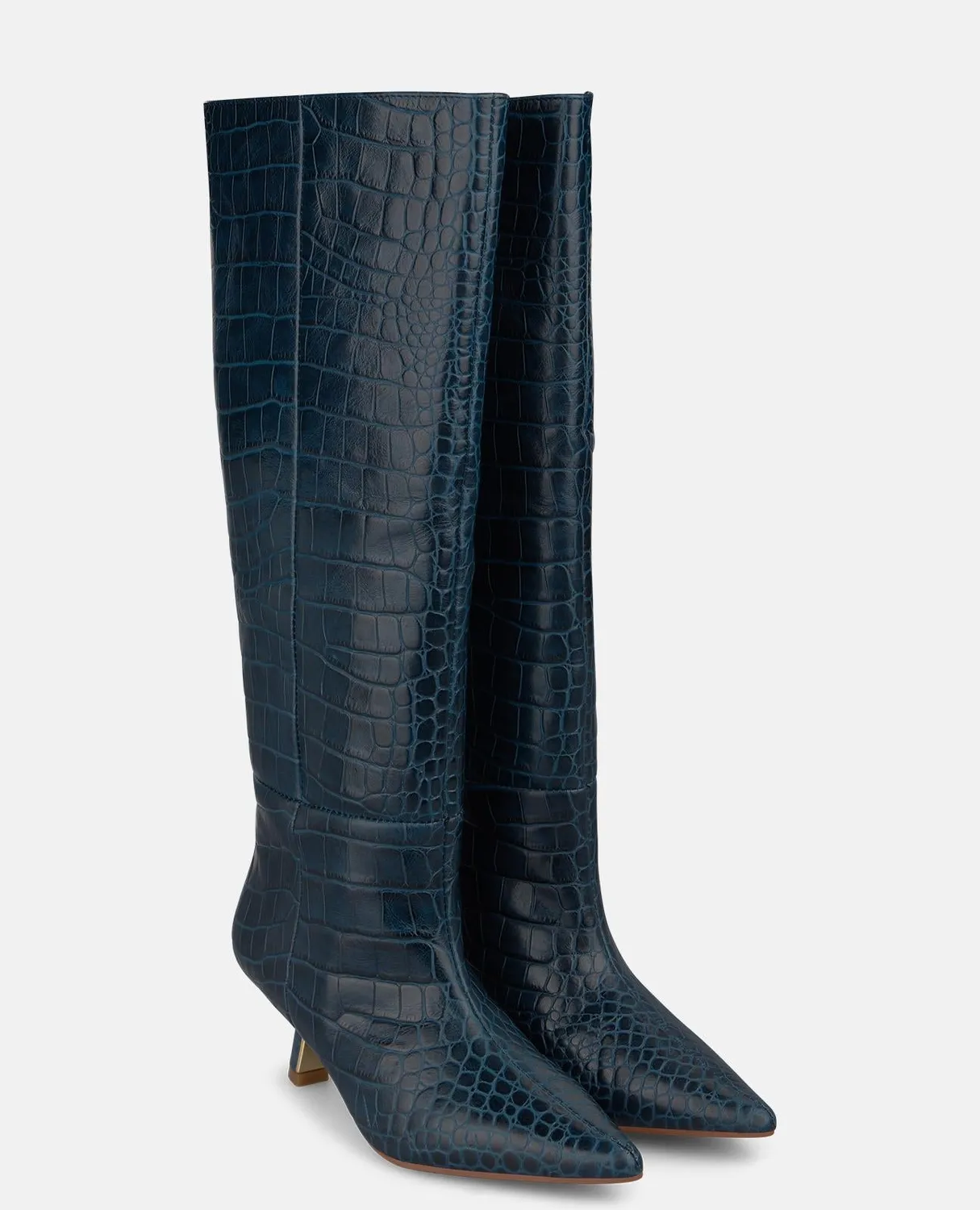 Alma en Pena I260392 bottes hautes bleues cuir croco 5,5cm