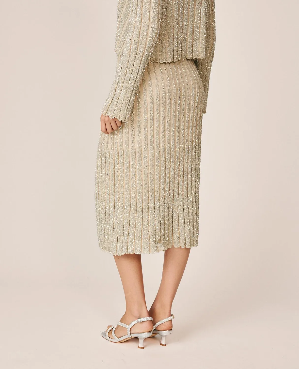 Alma en Pena I26CL1800 jupe midi argent sequins