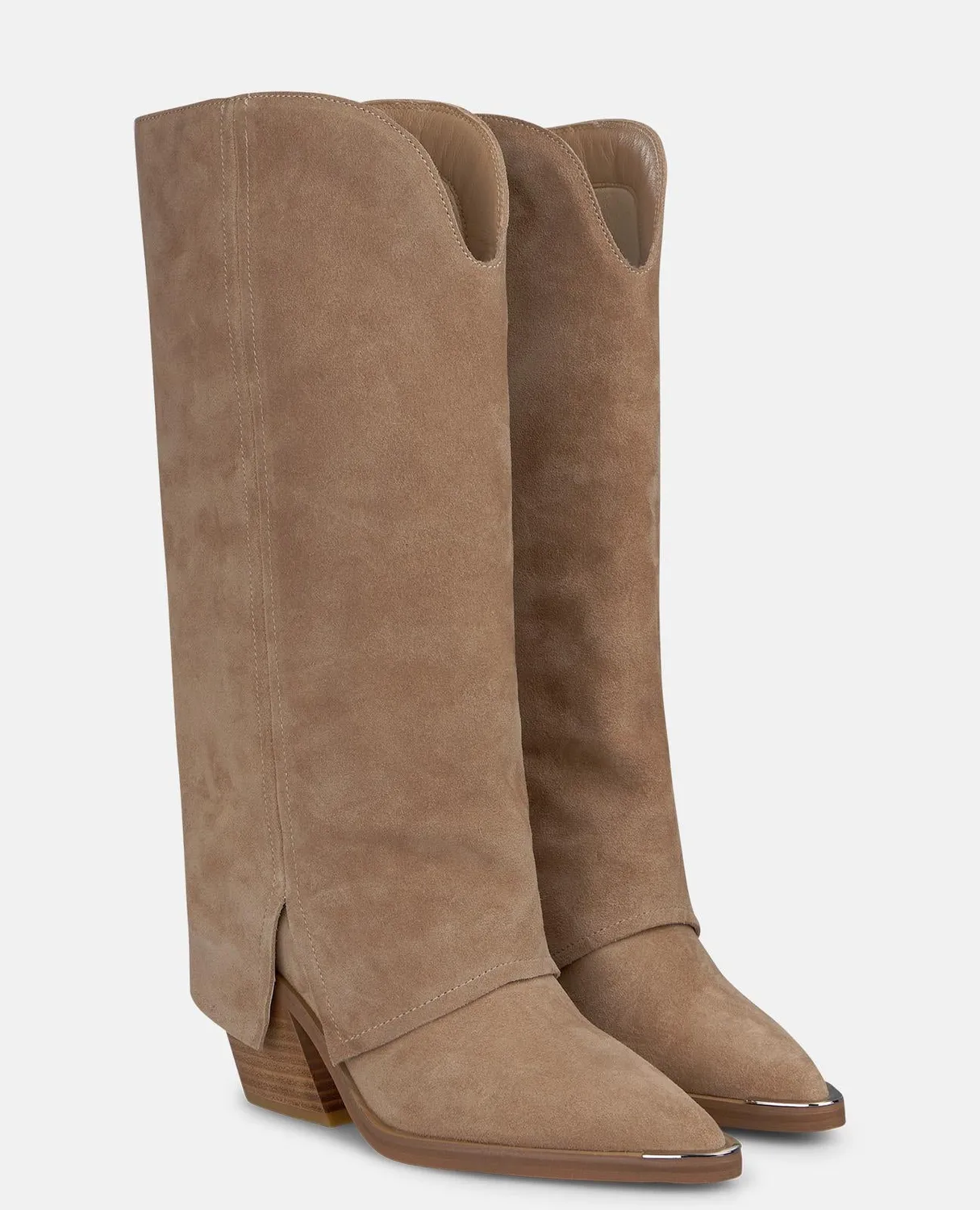 Alma en Pena I260726 bottes cowboy daim vison 8 cm