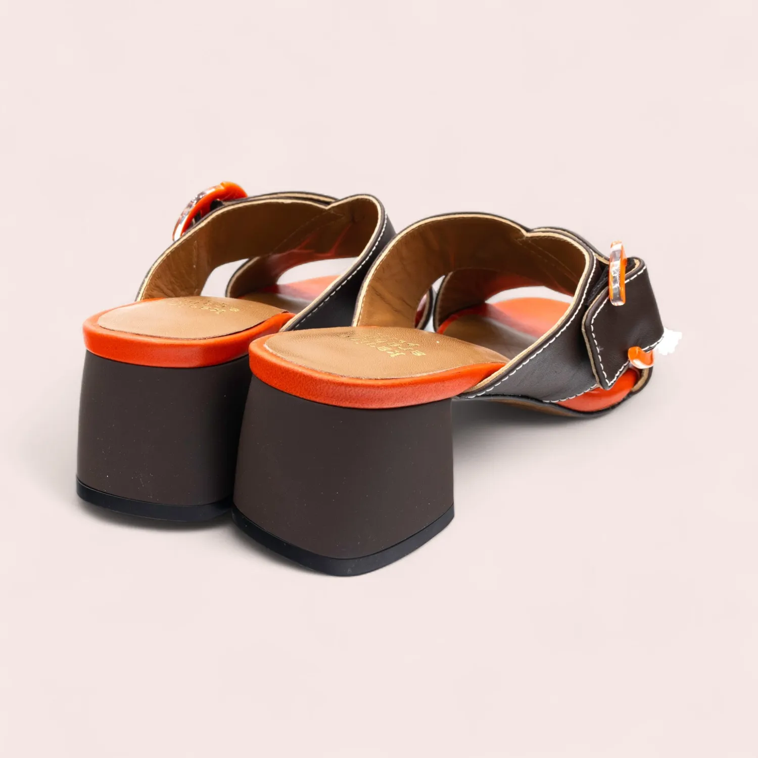Karine Arabian TIFFANY mule cuir marron talon 45 mm