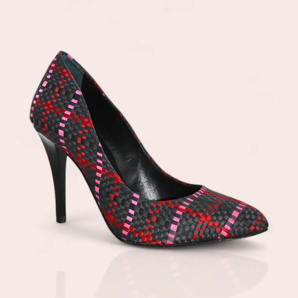 Karine Arabian PUMP escarpin tressé noir 38.5 talon 95mm