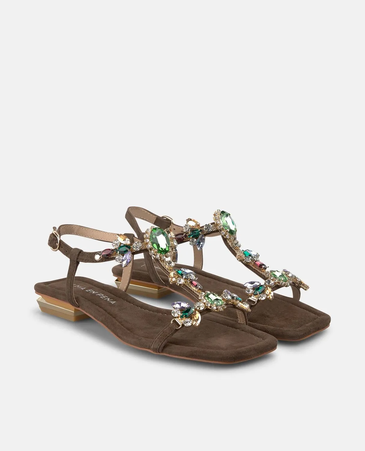 Alma en Pena V268600 sandales plates marron strass