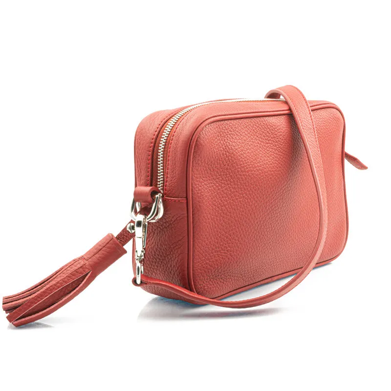Bégum Paris Adèle sac cuir rouge grainé 22 cm