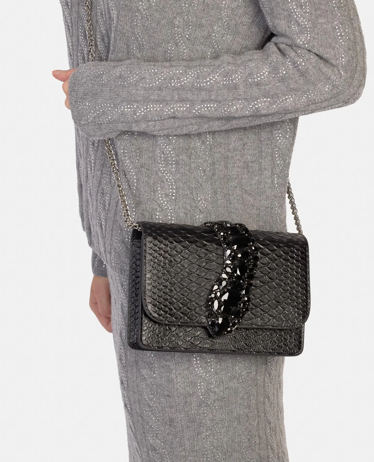 ALMA EN PENA BG104 sac bandoulière cuir noir serpent