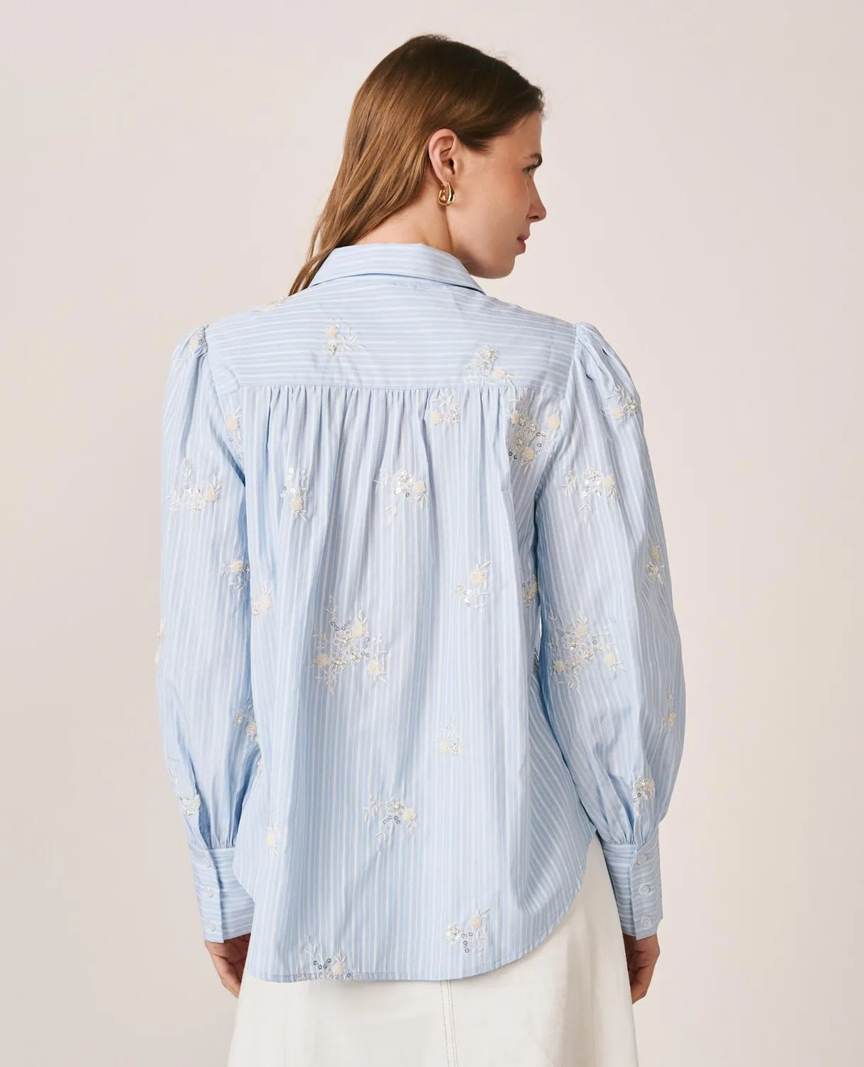 Alma en Pena V26CL0422 chemise popeline rayures bleue