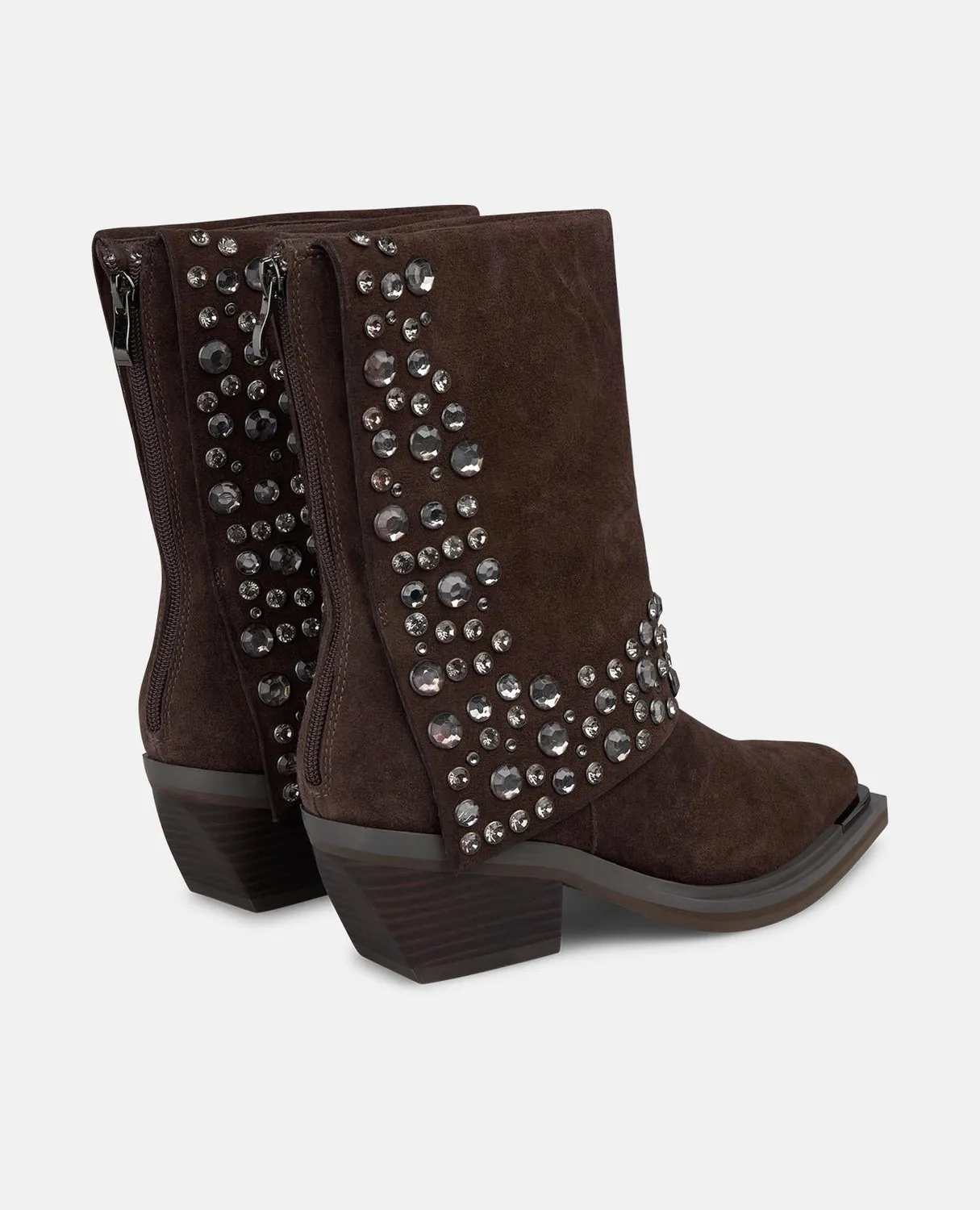 Alma en Pena I250967 bottines cuir marron cloutées talon 6 cm
