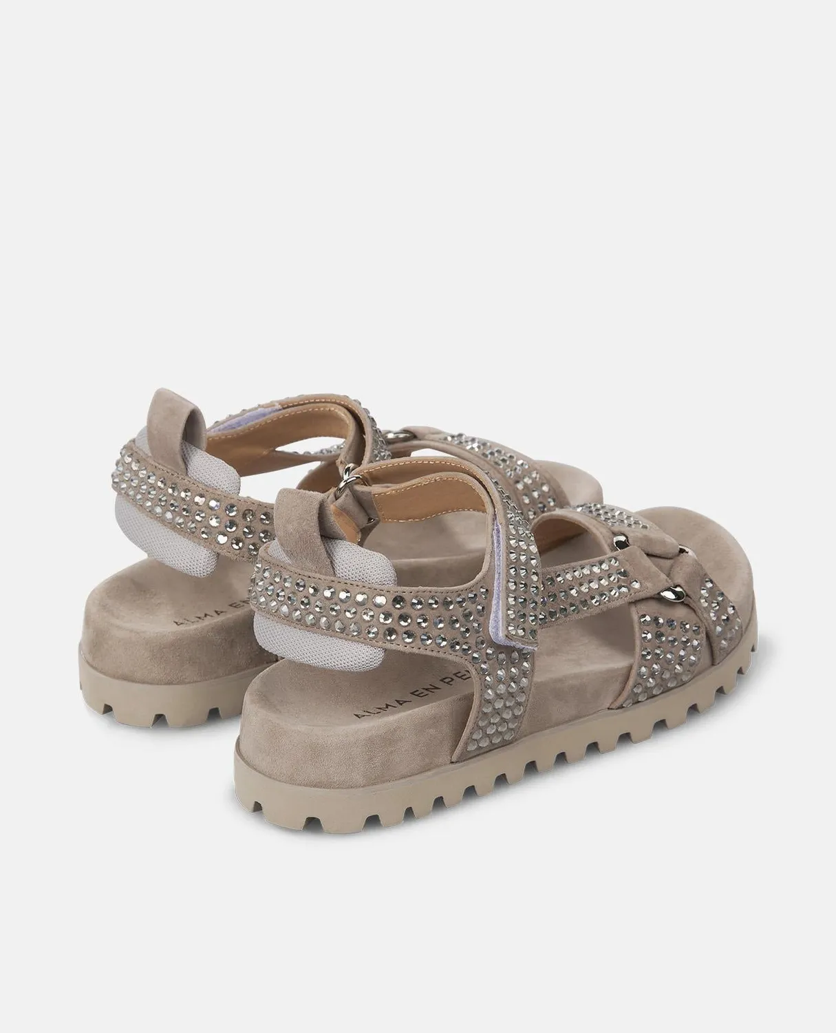 Alma en Pena V251703 sandales taupe cuir strass