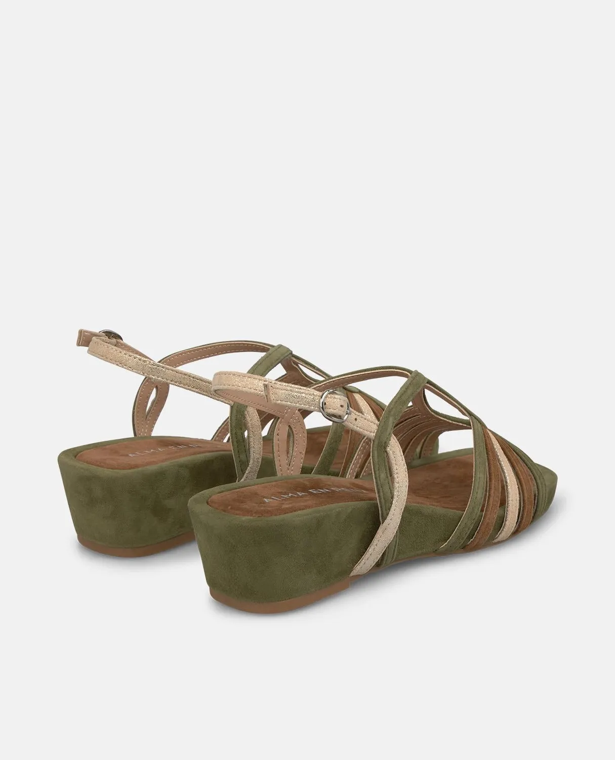 Alma en Pena V267703 compensées kaki cuir 4,5 cm