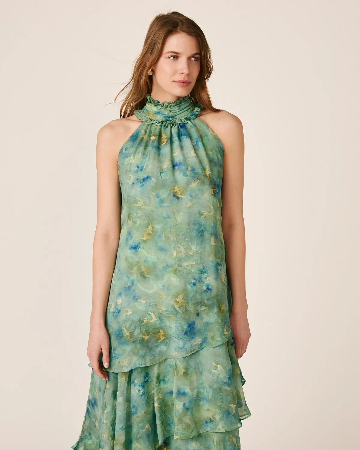 Alma en Pena V26CL0237 robe midi verte volants