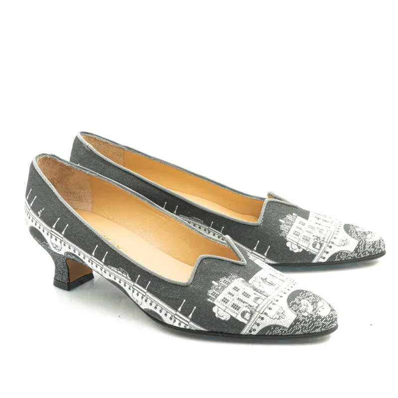 Bégum Paris Marquise Pont Neuf escarpins toile grise 4 cm