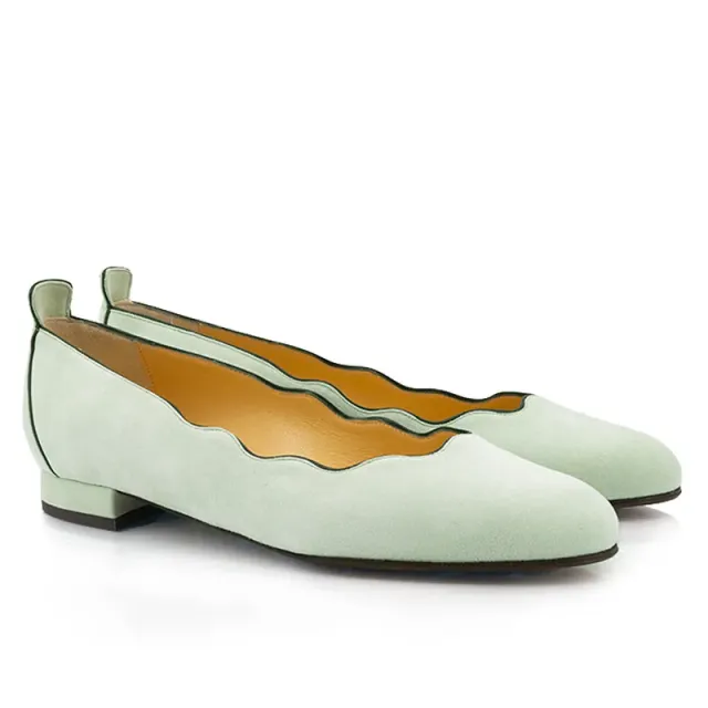 Bégum Paris Orgeval ballerine vert amande cuir 15 mm