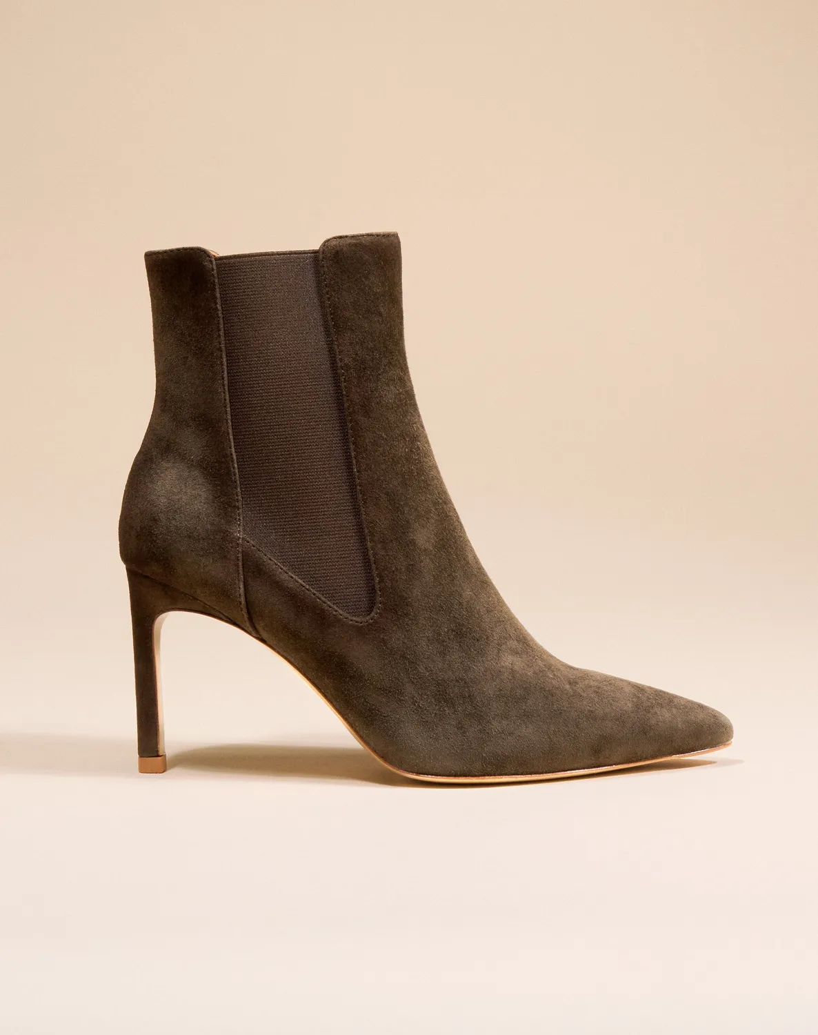Mi/Mai Dora Kaki Suede bottines talon 8 cm bout pointu