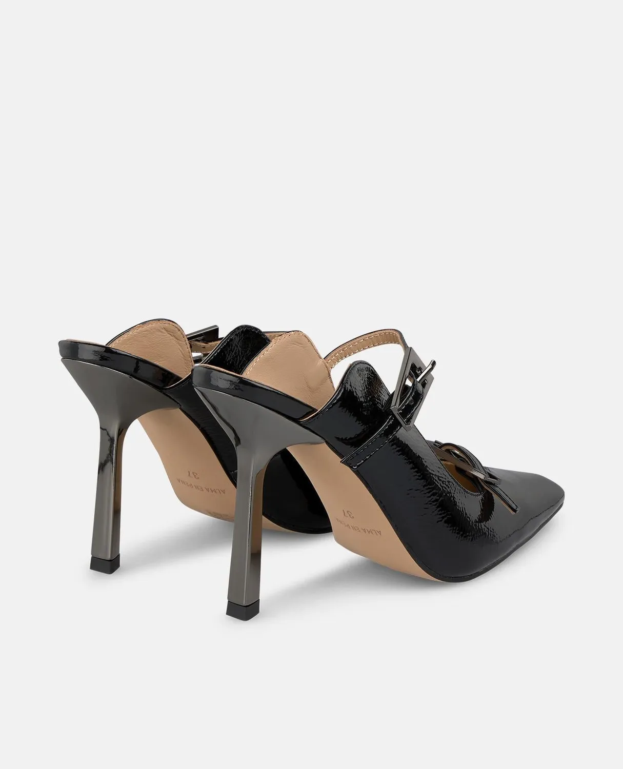 Alma en Pena I250455 mules noir vernis talon 10 cm