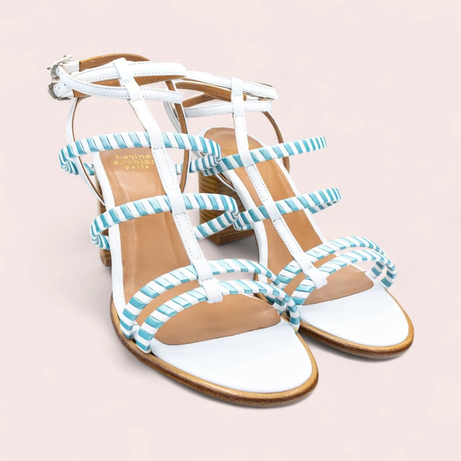 Karine Arabian Serena sandale cuir noir talon 70 mm