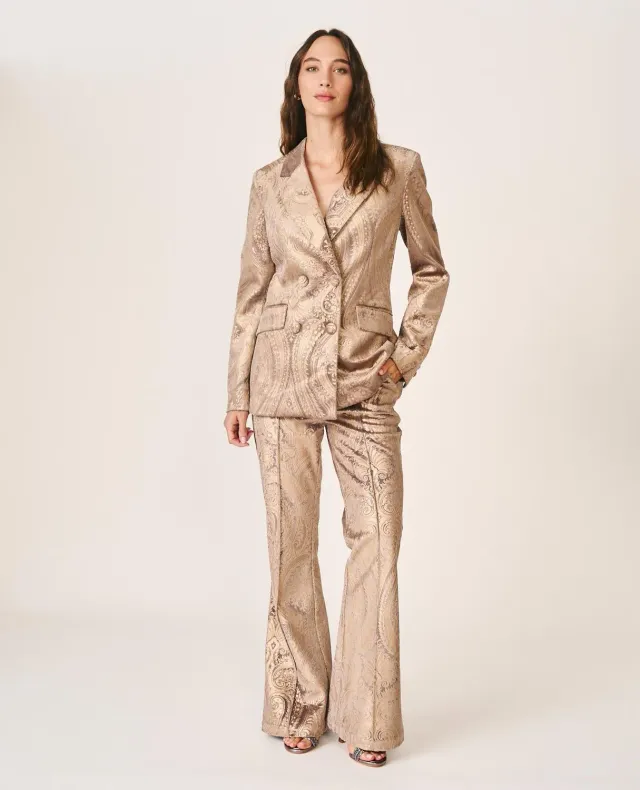 Alma en Pena I26CL1611 pantalon flare doré métallisé